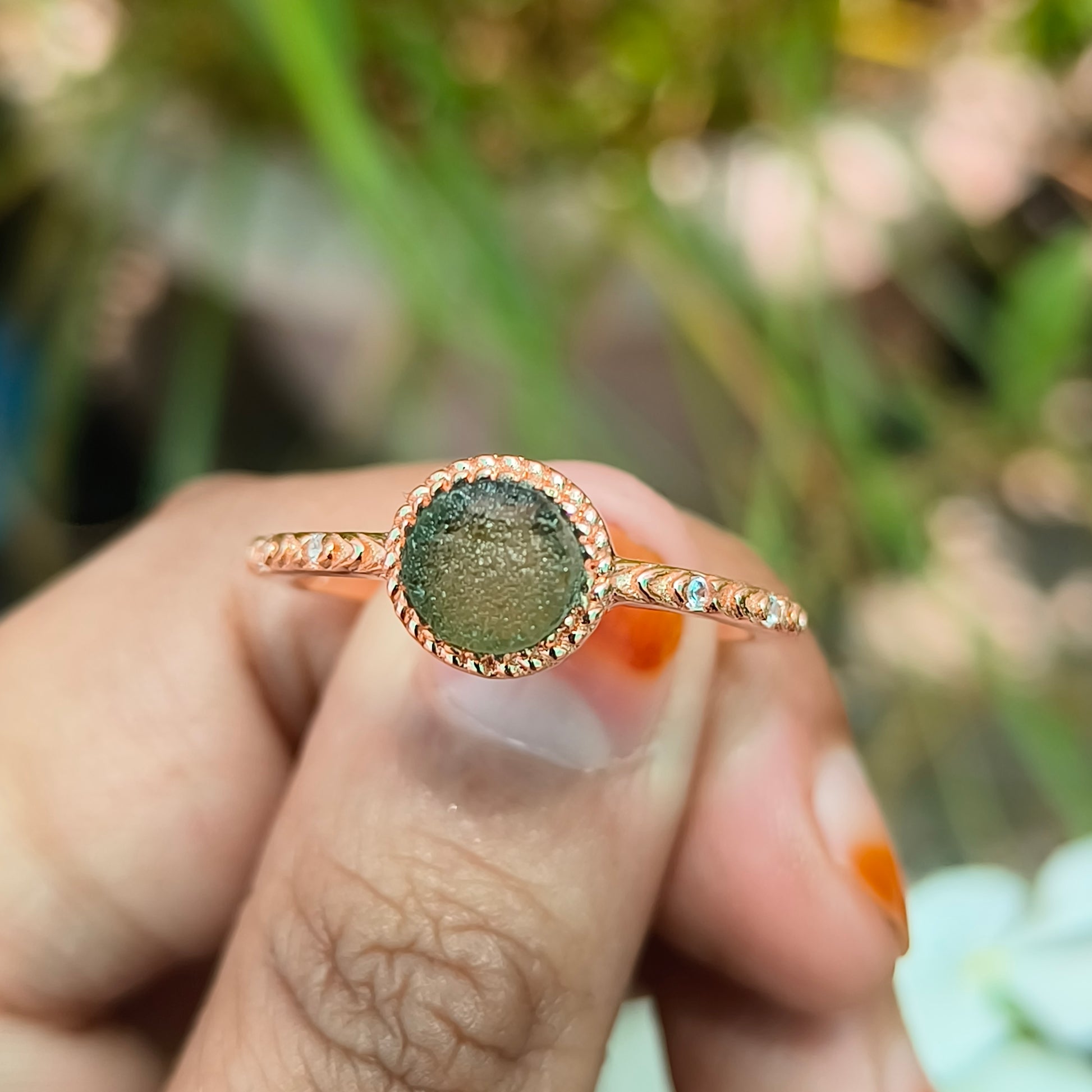 Raw Moldavite Ring 925 Sterling Silver - SilverForestaa - SILVERFORESTAA