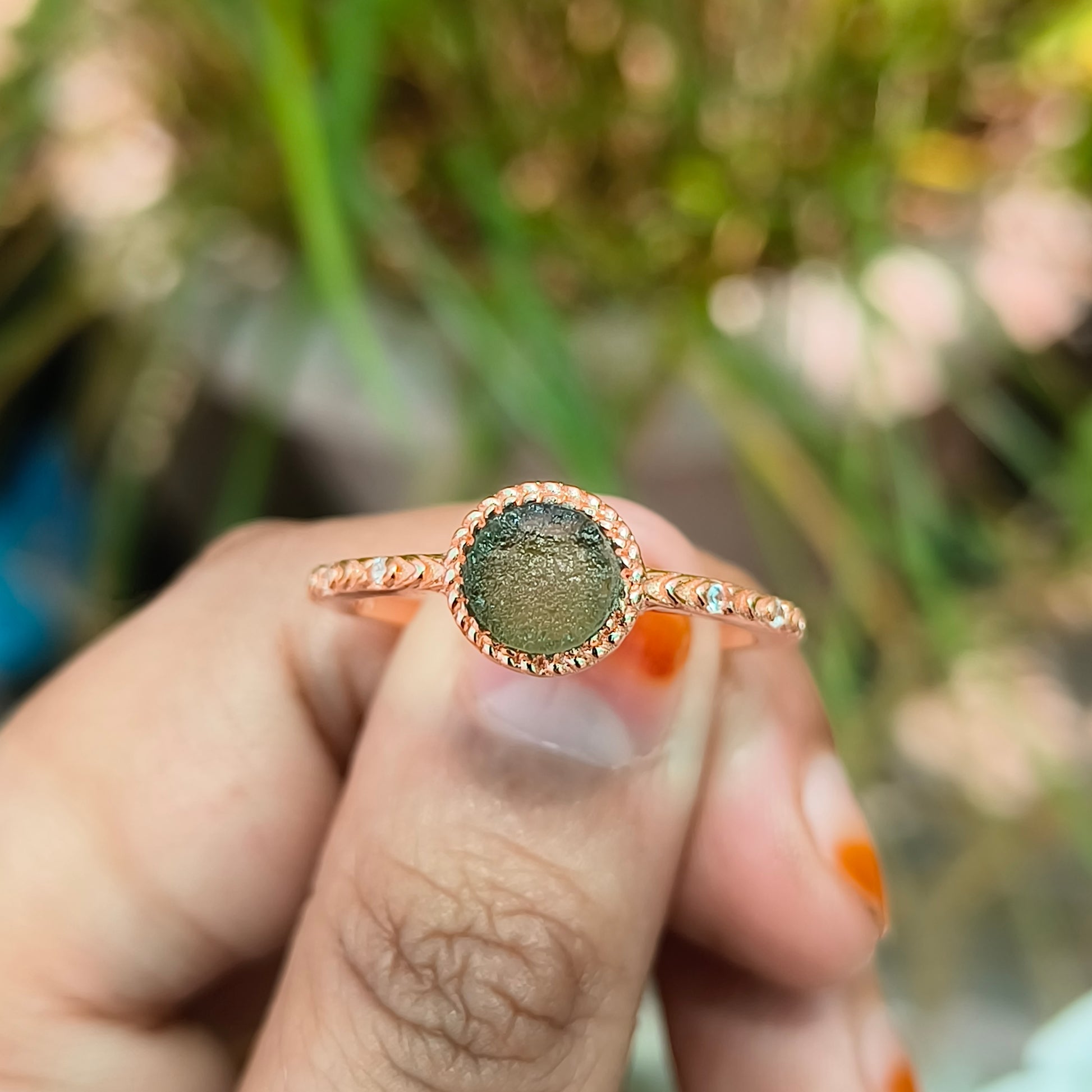 Raw Moldavite Ring 925 Sterling Silver - SilverForestaa - SILVERFORESTAA