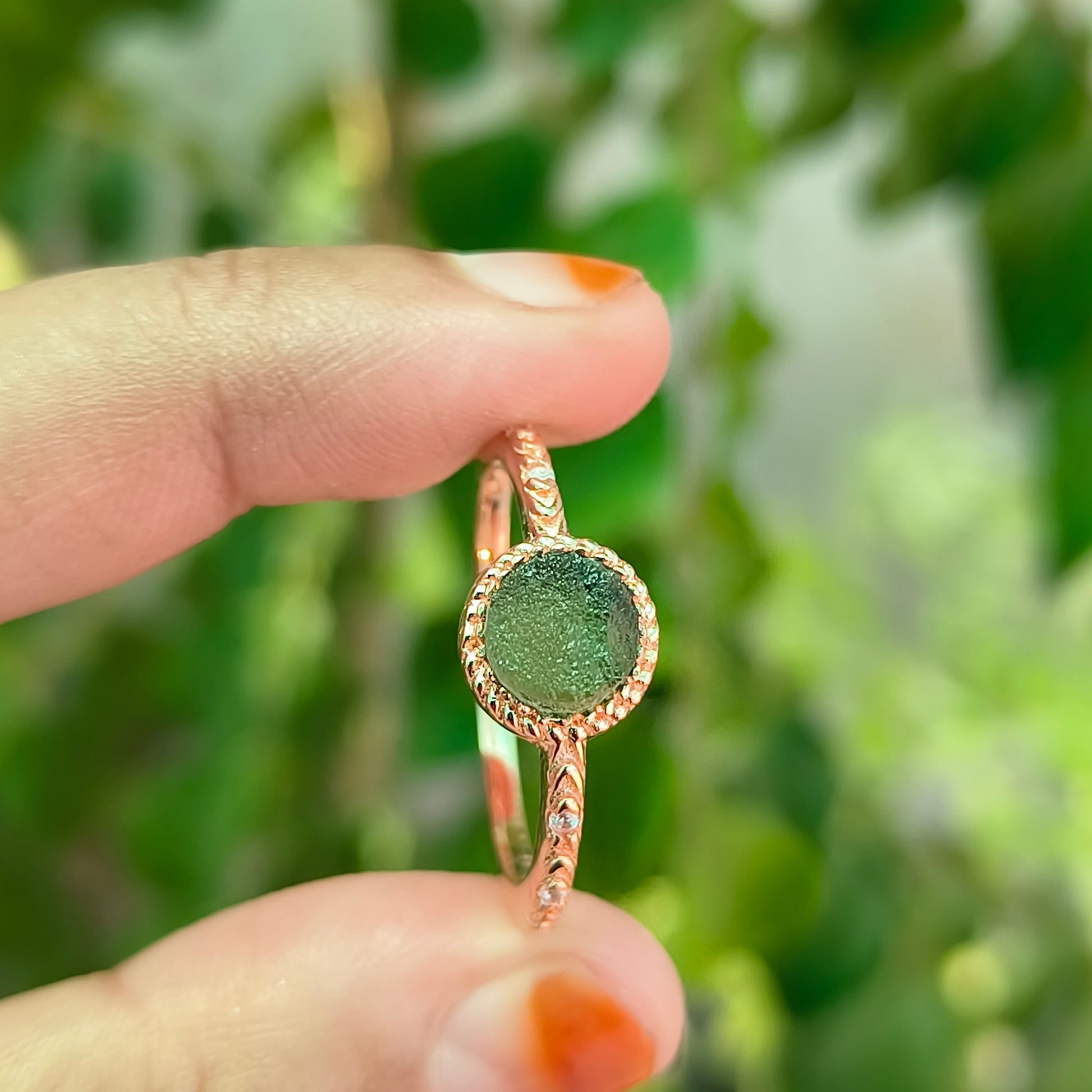 Raw Moldavite Ring 925 Sterling Silver - SilverForestaa - SILVERFORESTAA