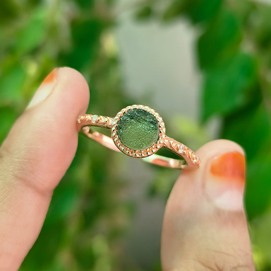 Raw Moldavite Ring 925 Sterling Silver - SilverForestaa - SILVERFORESTAA