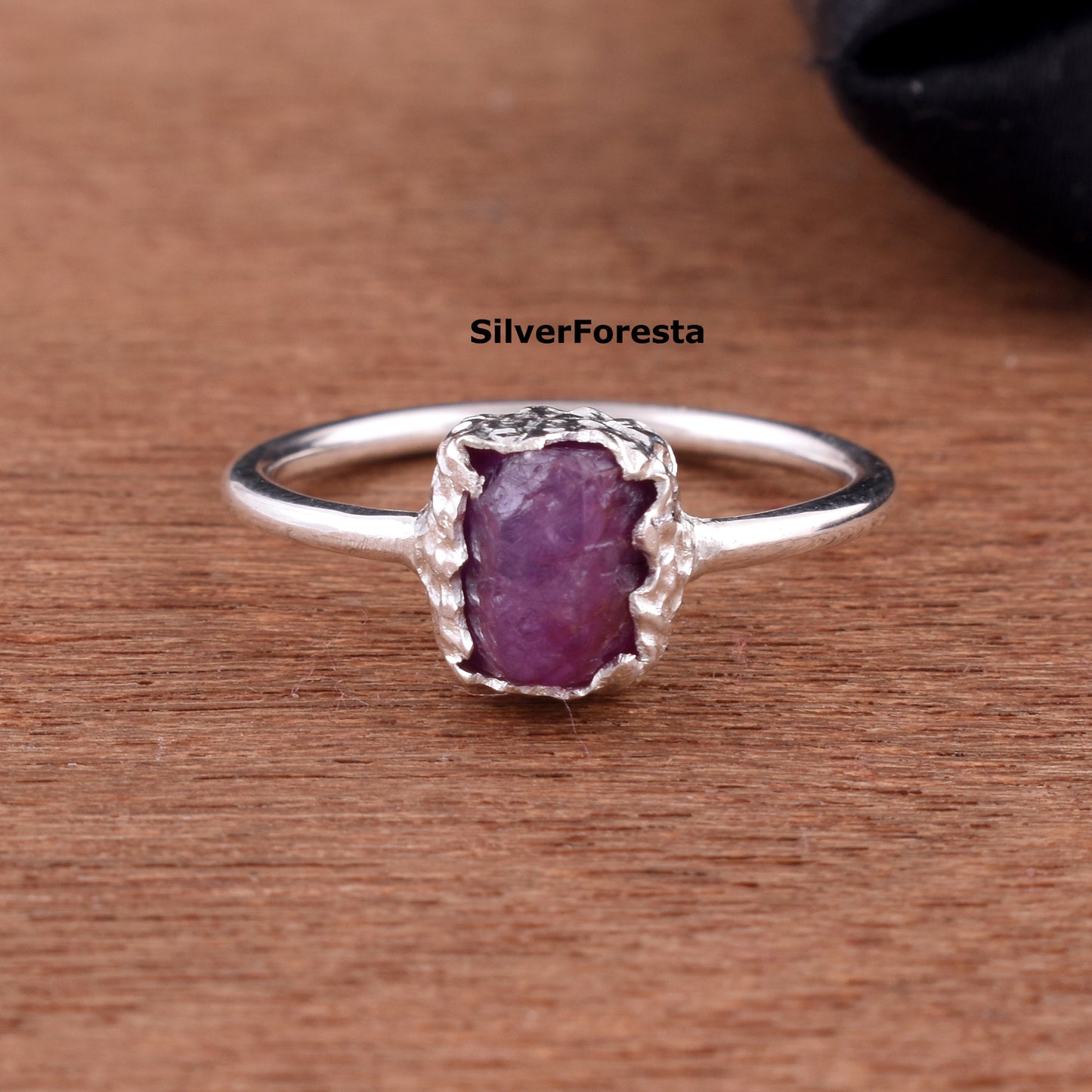 Raw Ruby Silver Ring – Handmade July Birthstone Jewelry
