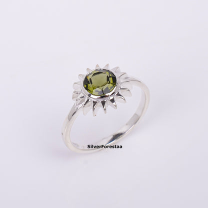 Handmade Sterling Silver Witchy Moldavite Bridal Ring - SILVERFORESTAA