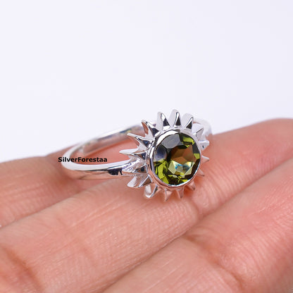 Handmade Sterling Silver Witchy Moldavite Bridal Ring - SILVERFORESTAA