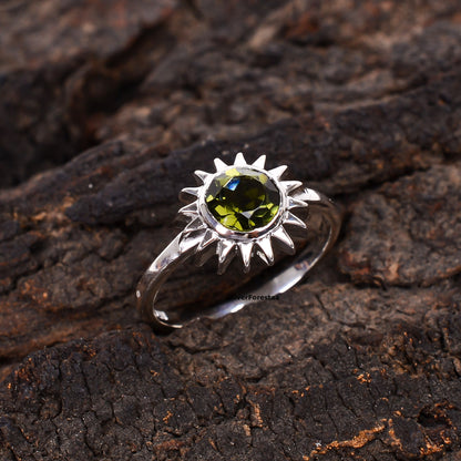 Handmade Sterling Silver Witchy Moldavite Bridal Ring - SILVERFORESTAA