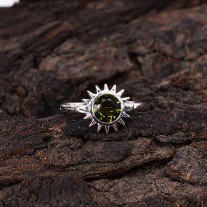 Handmade Sterling Silver Witchy Moldavite Bridal Ring - SILVERFORESTAA
