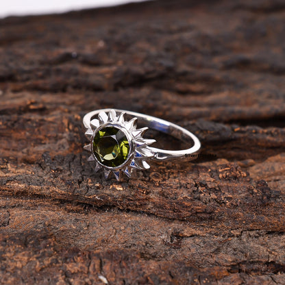 Handmade Sterling Silver Witchy Moldavite Bridal Ring - SILVERFORESTAA
