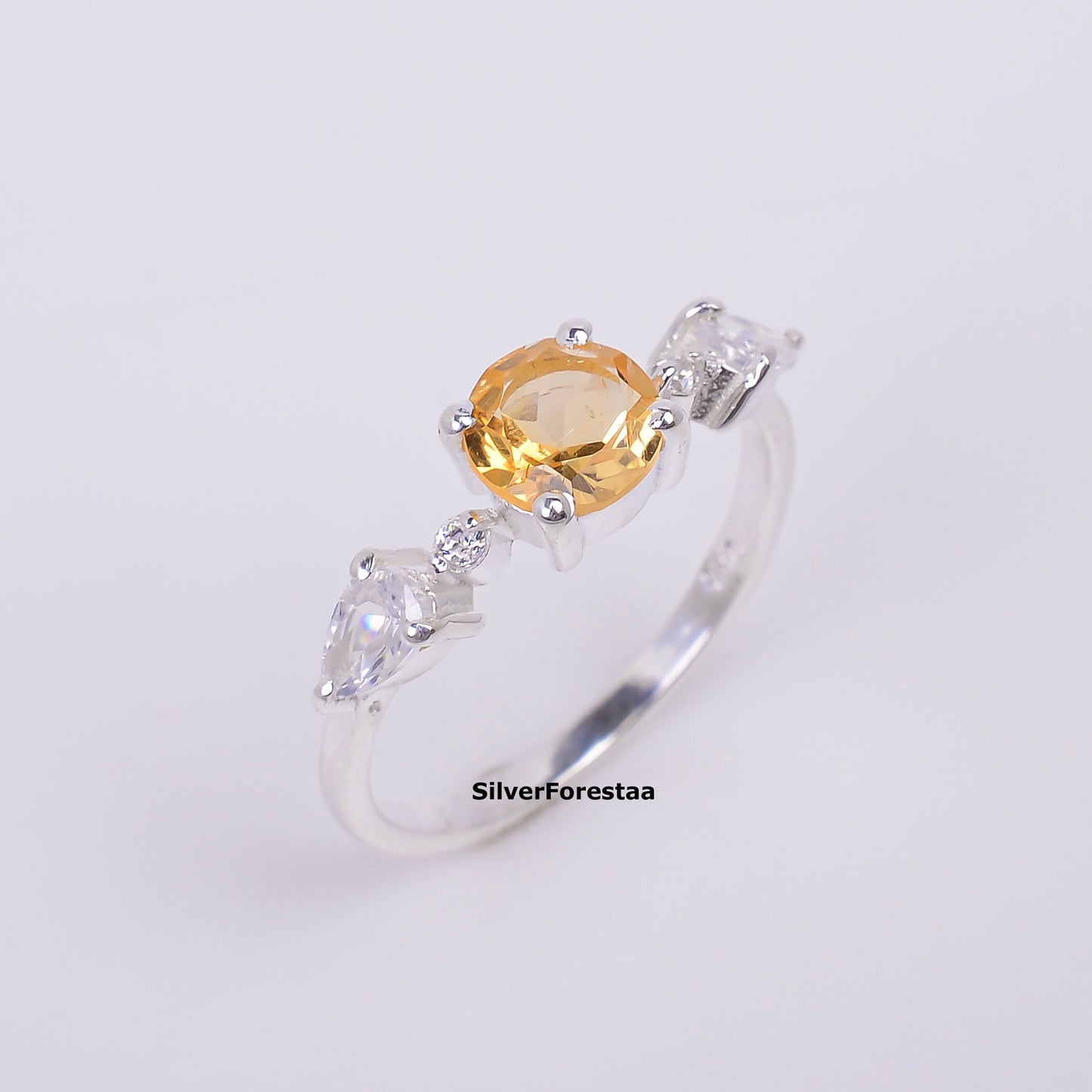 Natural Citrine Engagement Ring 925 Silver | Silverforestaa - SILVERFORESTAA