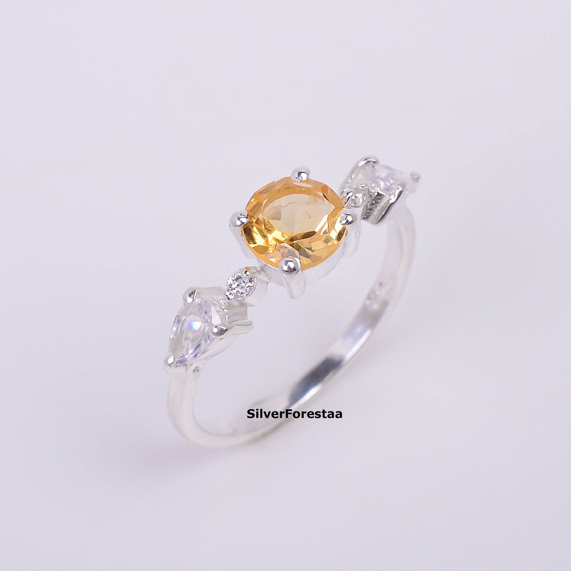 Natural Citrine Engagement Ring 925 Silver | Silverforestaa - SILVERFORESTAA