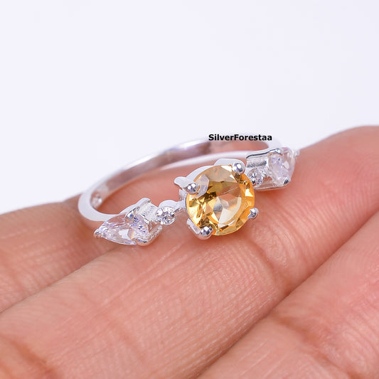 Natural Citrine Engagement Ring 925 Silver | Silverforestaa - SILVERFORESTAA