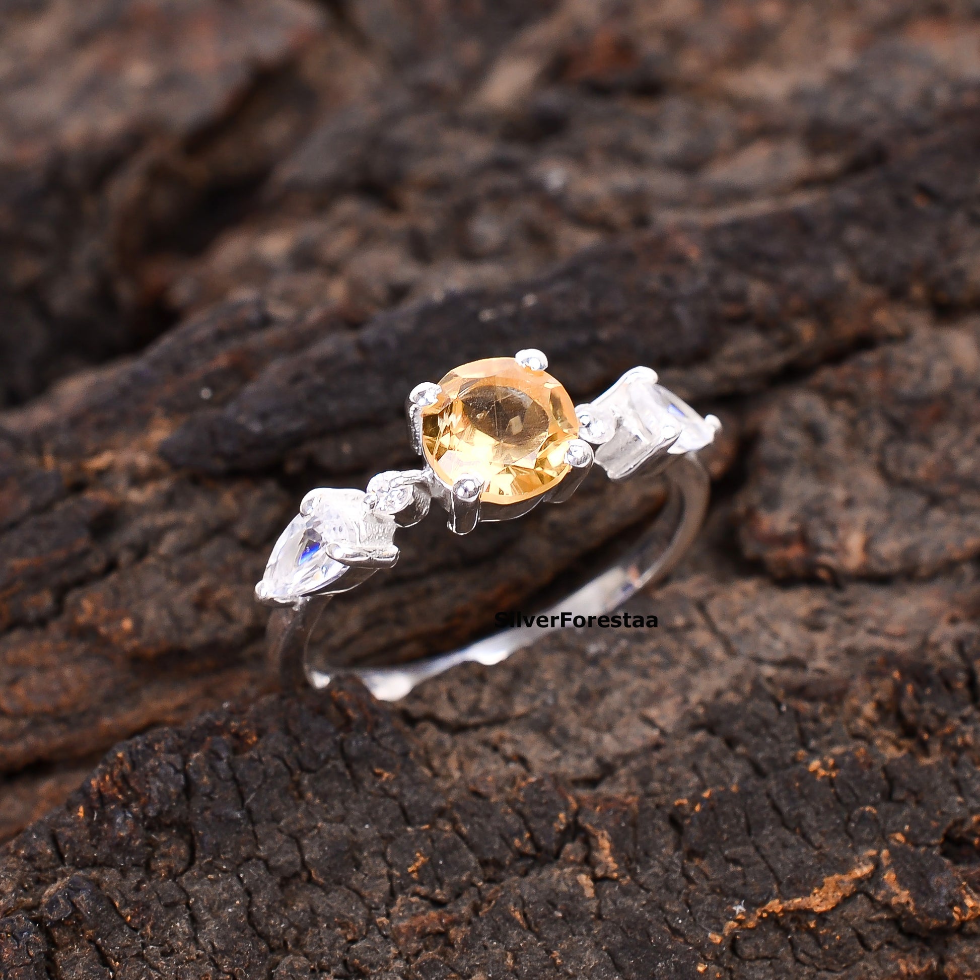Natural Citrine Engagement Ring 925 Silver | Silverforestaa - SILVERFORESTAA