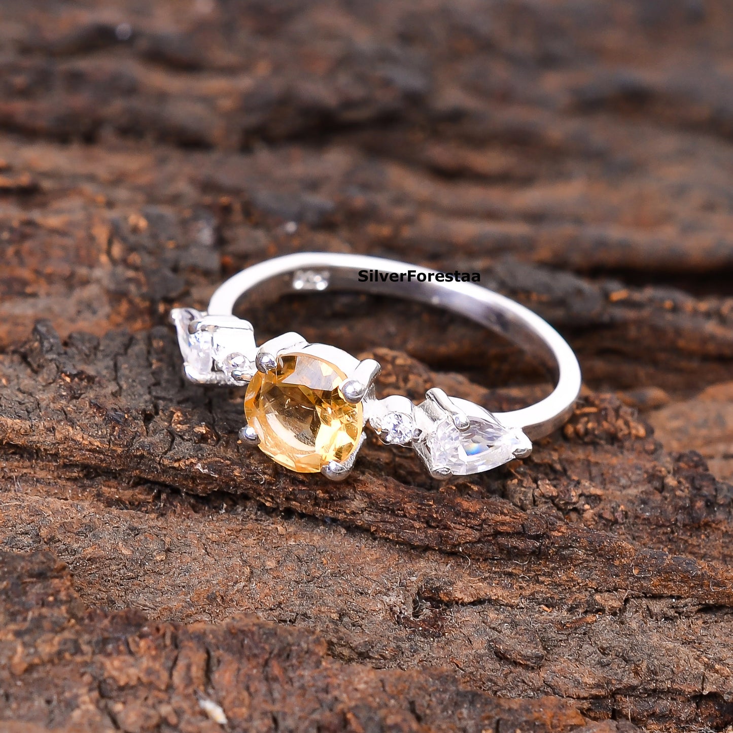 Natural Citrine Engagement Ring 925 Silver | Silverforestaa - SILVERFORESTAA