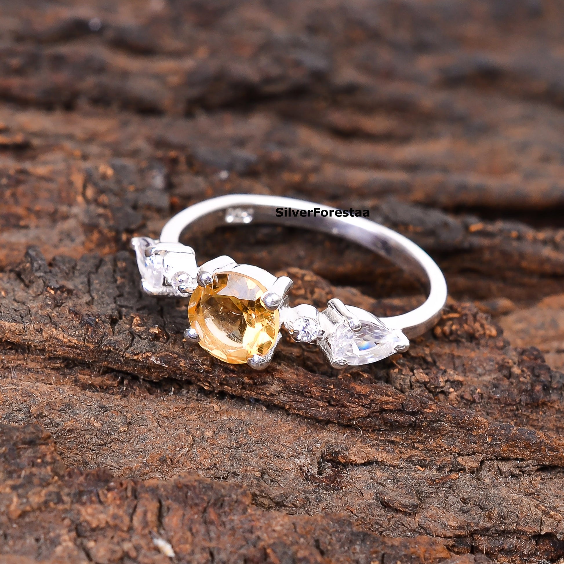 Natural Citrine Engagement Ring 925 Silver | Silverforestaa - SILVERFORESTAA