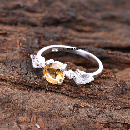 Natural Citrine Engagement Ring 925 Silver | Silverforestaa - SILVERFORESTAA