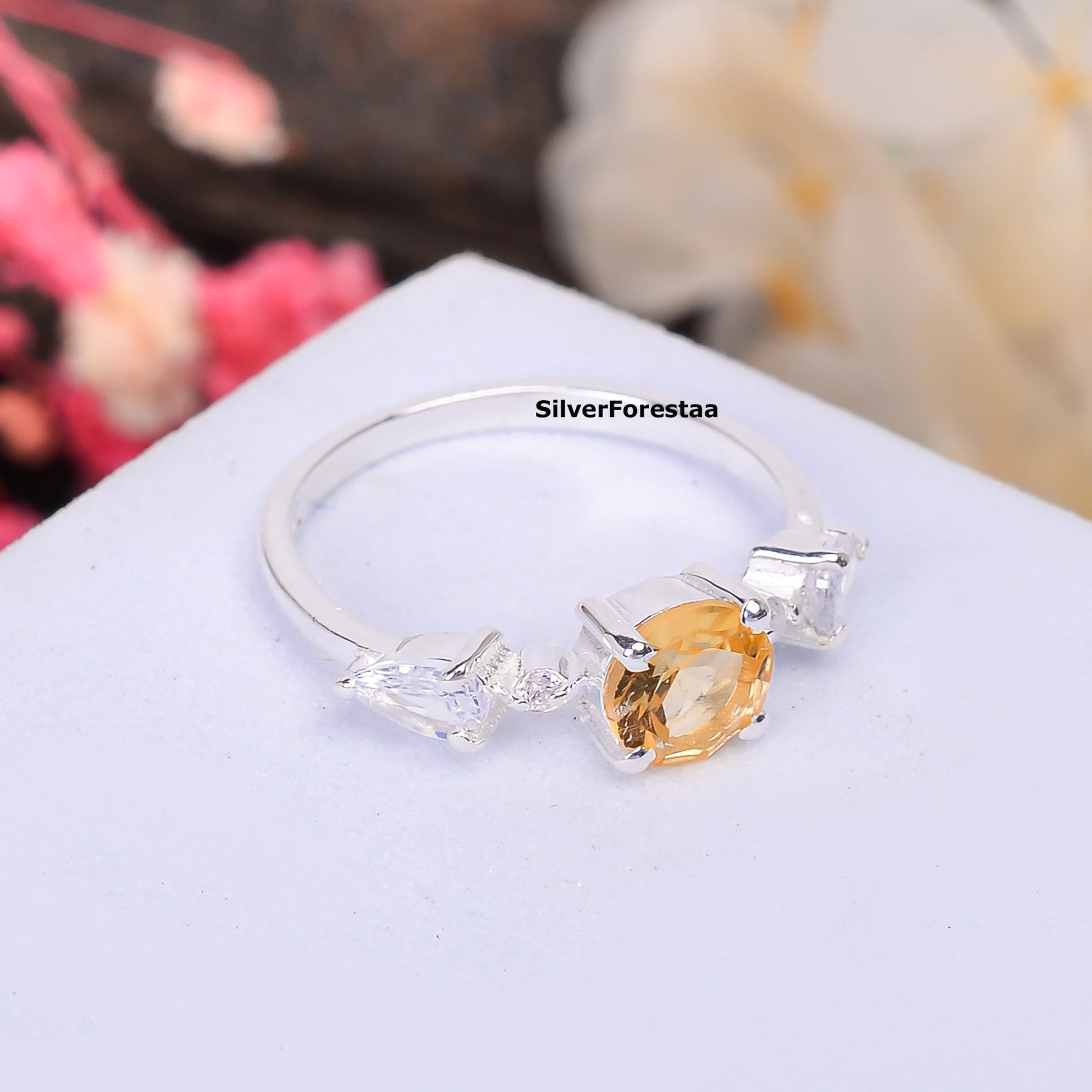 Natural Citrine Engagement Ring 925 Silver | Silverforestaa - SILVERFORESTAA