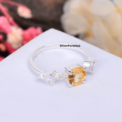 Natural Citrine Engagement Ring 925 Silver | Silverforestaa - SILVERFORESTAA