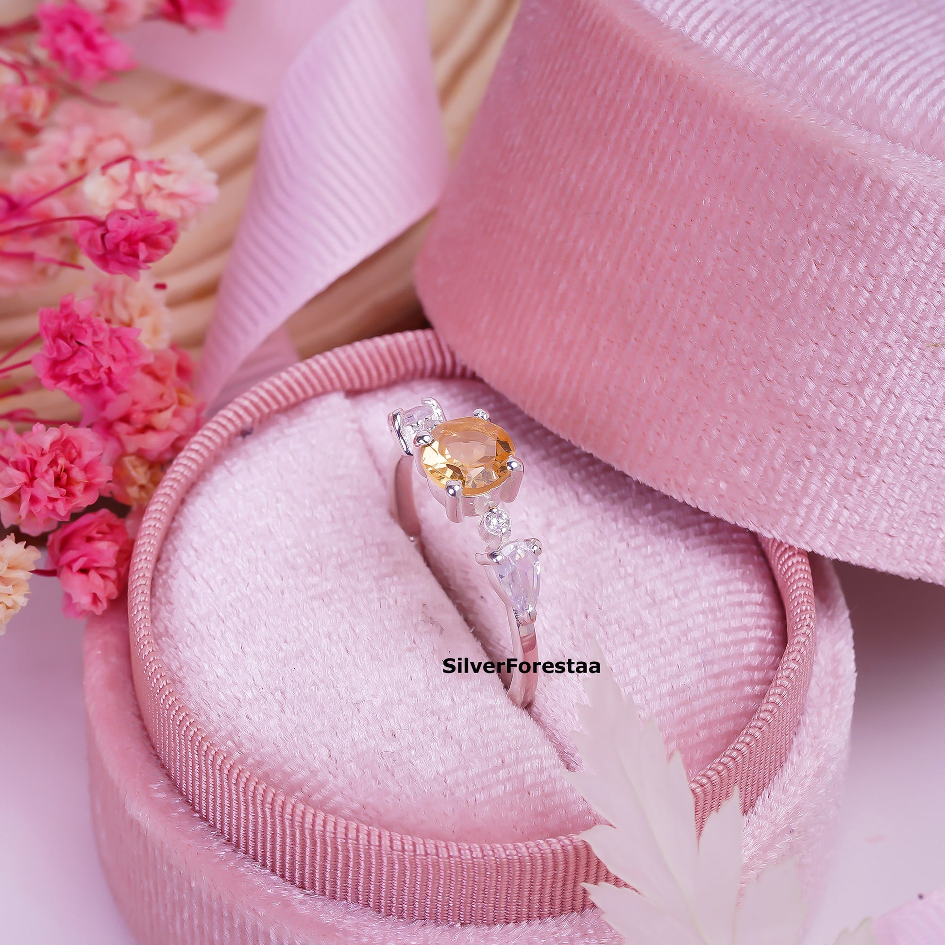Natural Citrine Engagement Ring 925 Silver | Silverforestaa - SILVERFORESTAA