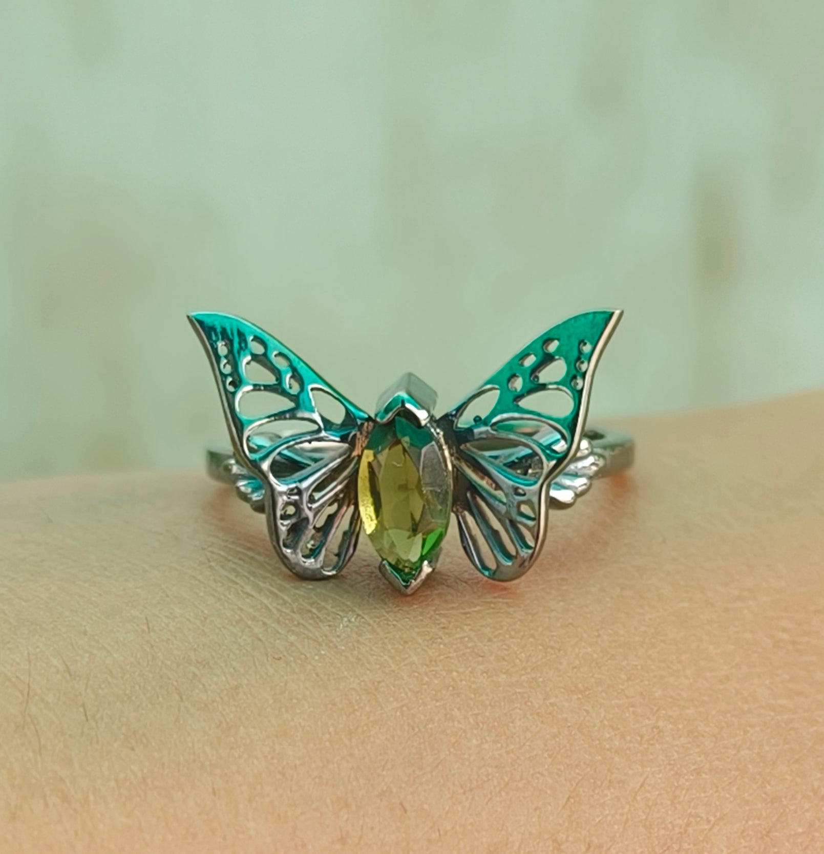 SilverForestaa Faceted Moldavite Engagement Ring – Dainty & Minimalist - SILVERFORESTAA