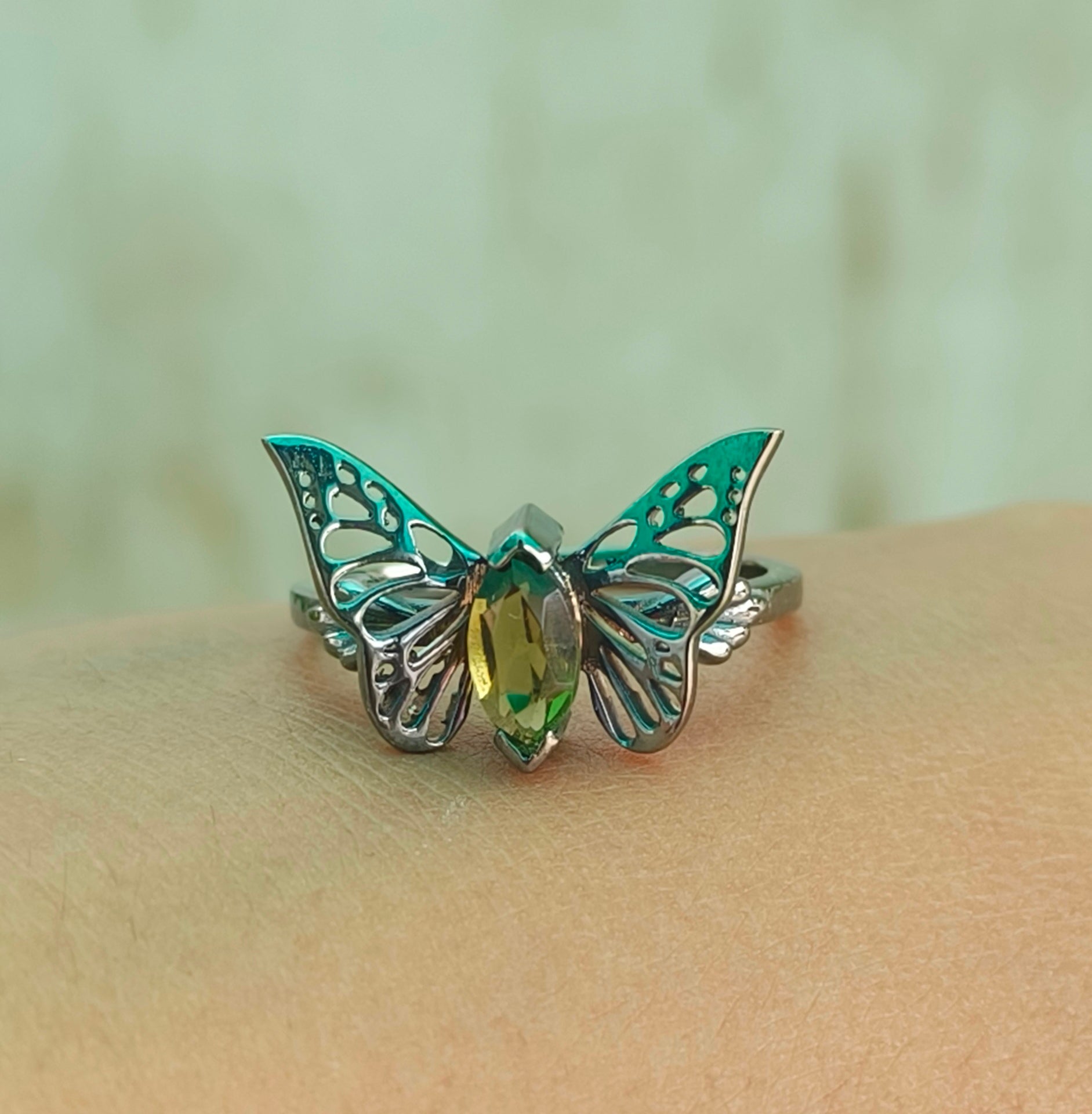 SilverForestaa Faceted Moldavite Engagement Ring – Dainty & Minimalist - SILVERFORESTAA