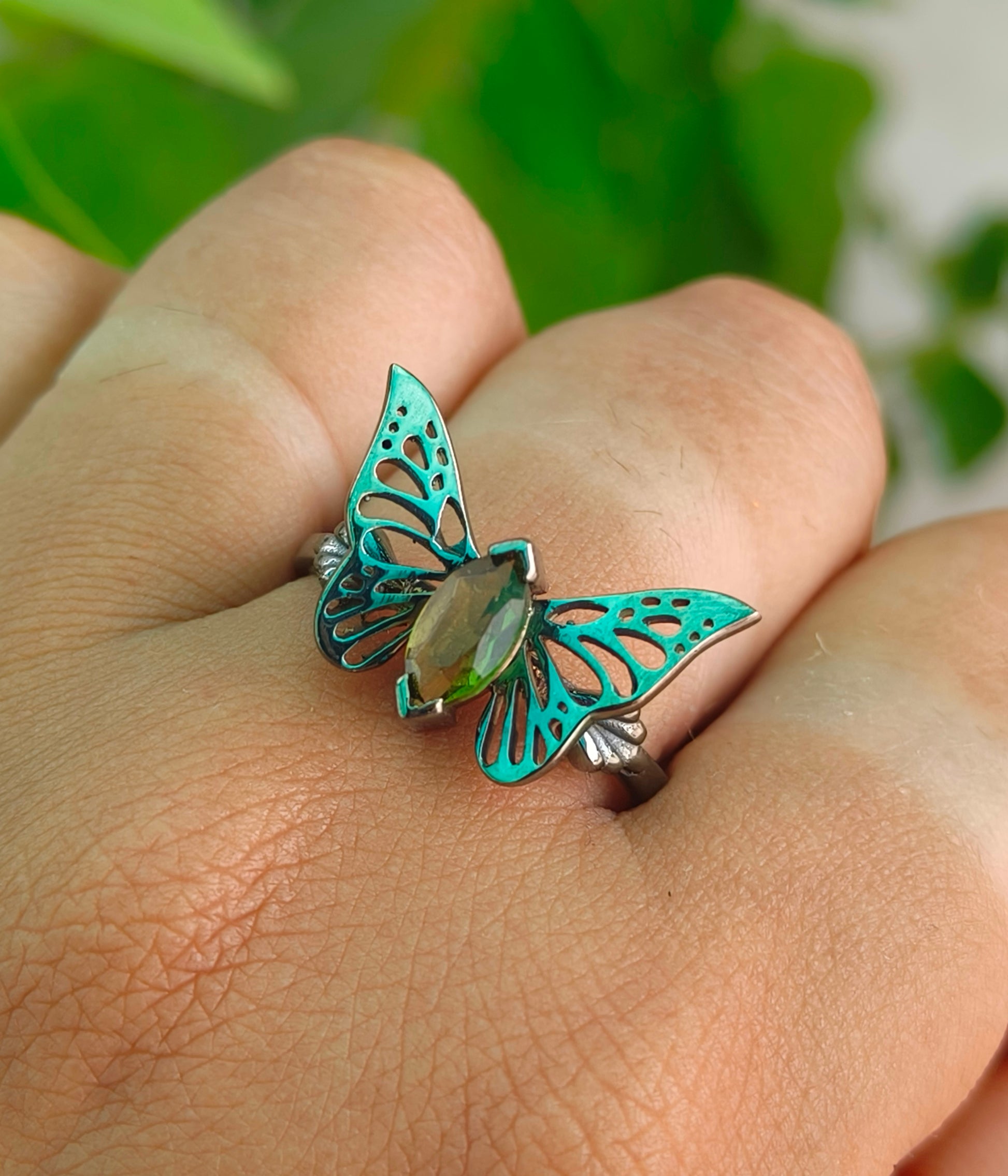 SilverForestaa Faceted Moldavite Engagement Ring – Dainty & Minimalist - SILVERFORESTAA