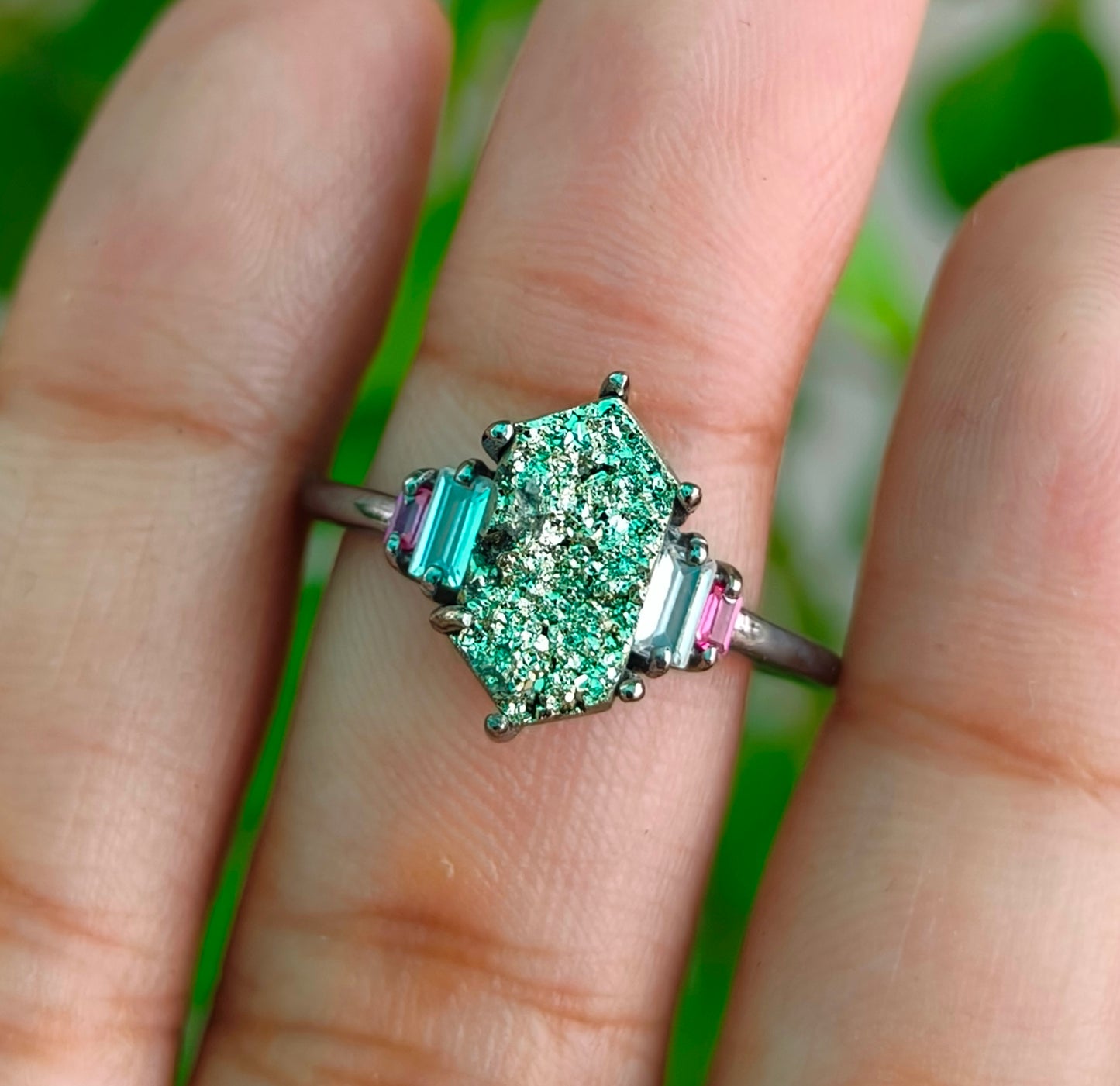 Natural Raw Pyrite Ring Women’s 925 Silver Jewelry - SILVERFORESTAA