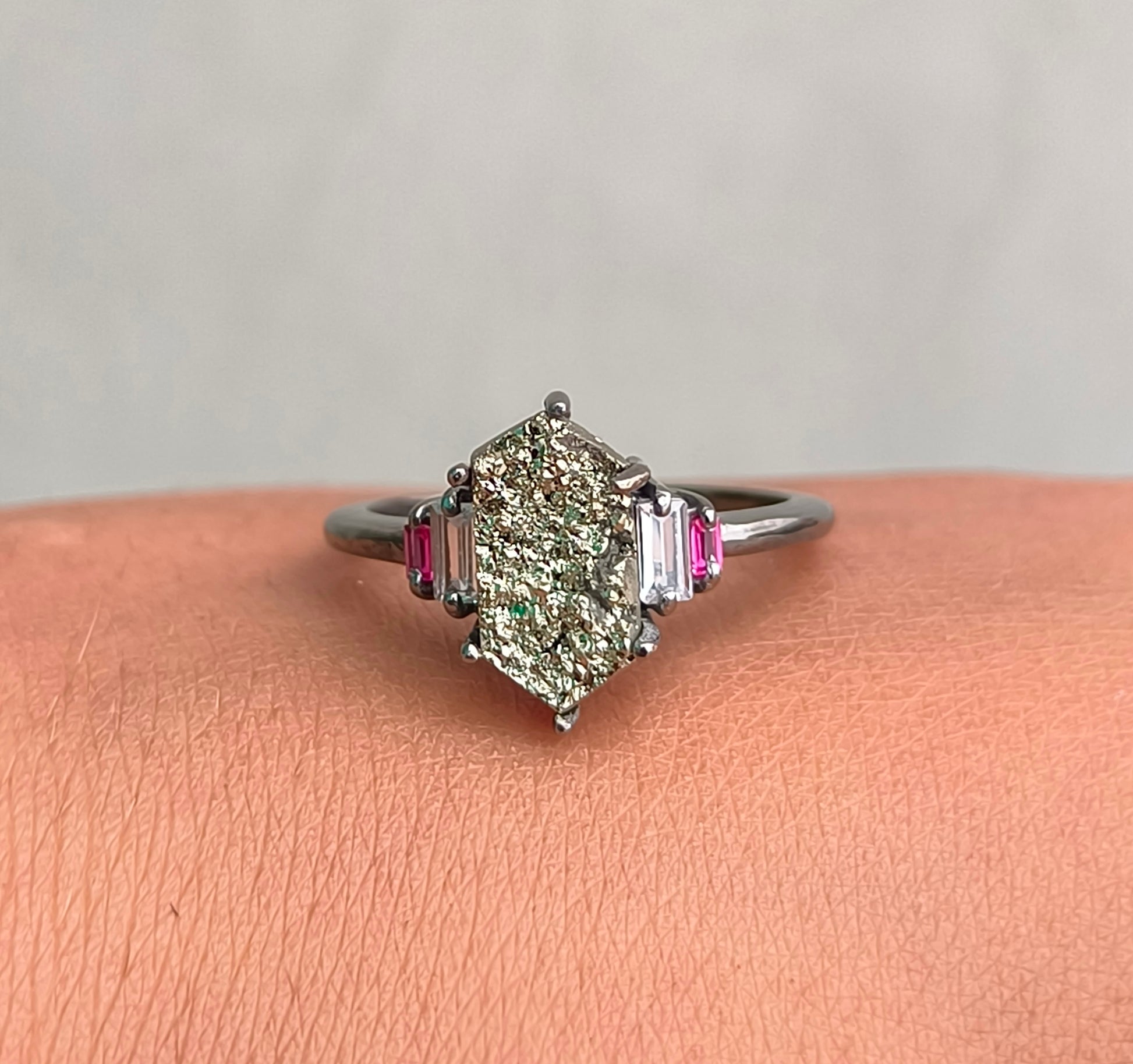 Natural Raw Pyrite Ring Women’s 925 Silver Jewelry - SILVERFORESTAA
