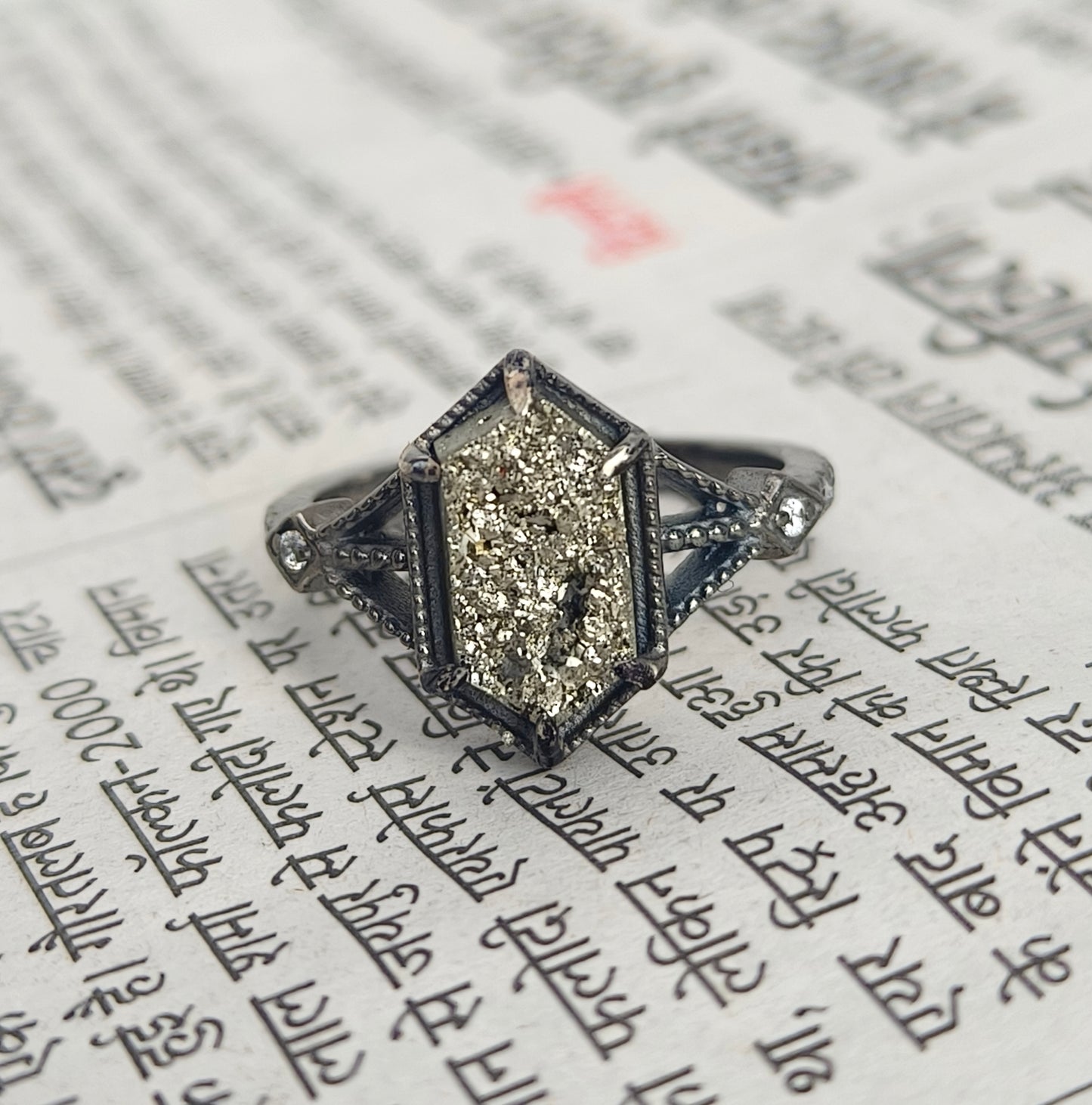 Raw Pyrite Gemstone Ring 925 Silver – SilverForestaa - SILVERFORESTAA