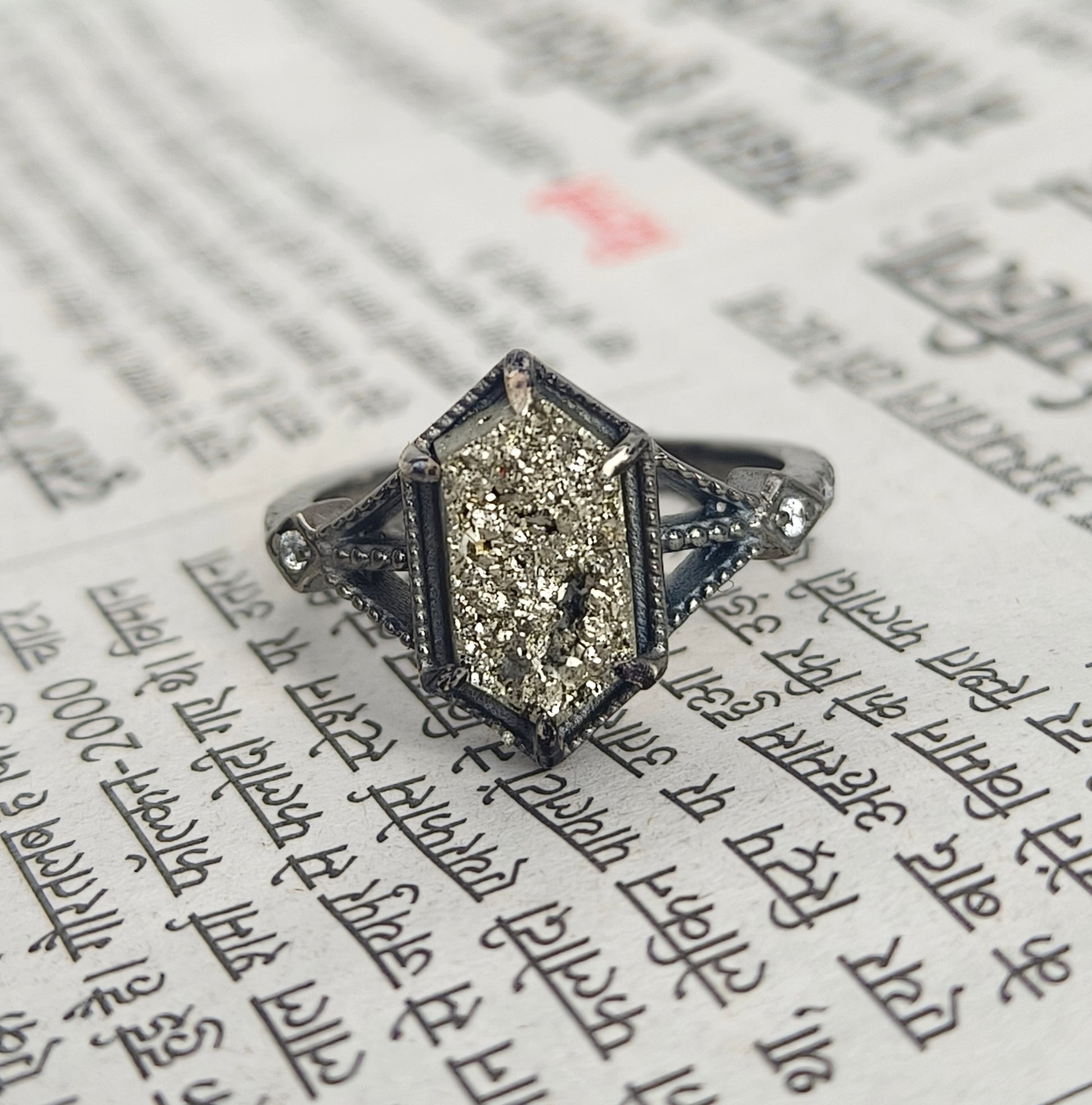 Raw Pyrite Gemstone Ring 925 Silver – SilverForestaa - SILVERFORESTAA