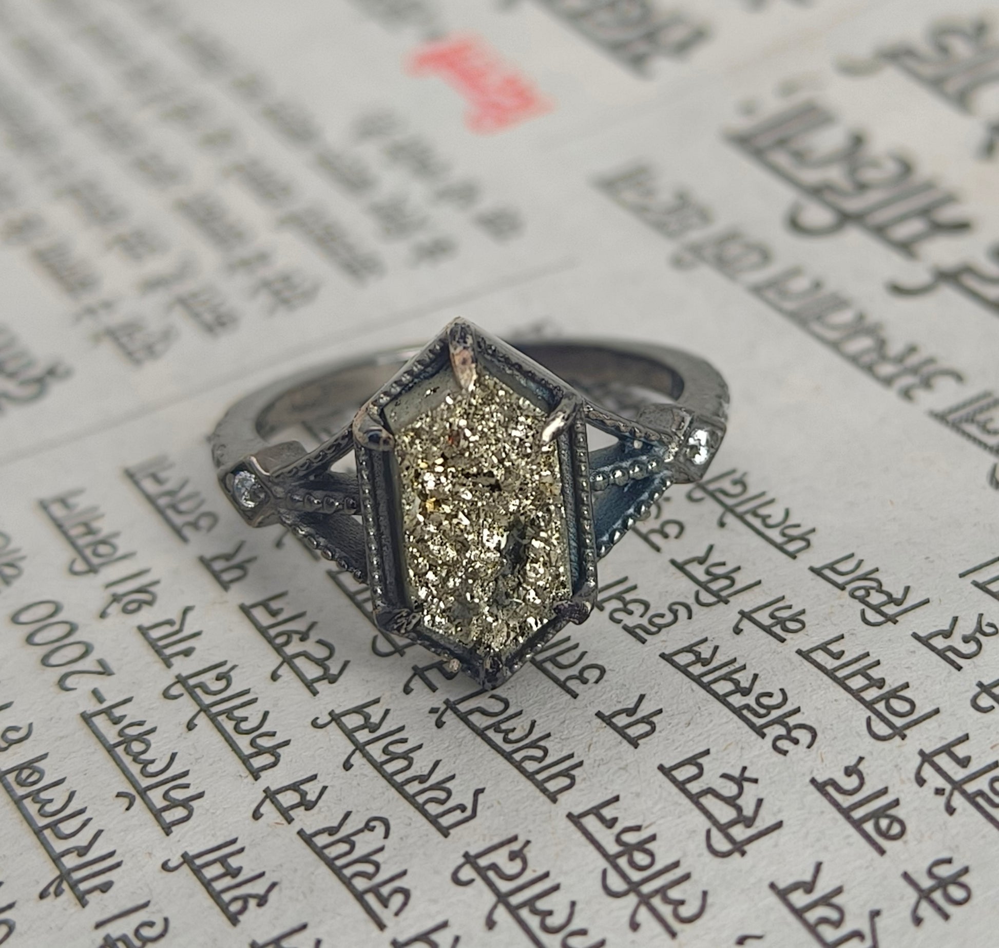 Raw Pyrite Gemstone Ring 925 Silver – SilverForestaa - SILVERFORESTAA