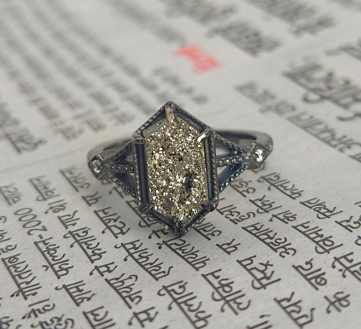 Raw Pyrite Gemstone Ring 925 Silver – SilverForestaa - SILVERFORESTAA