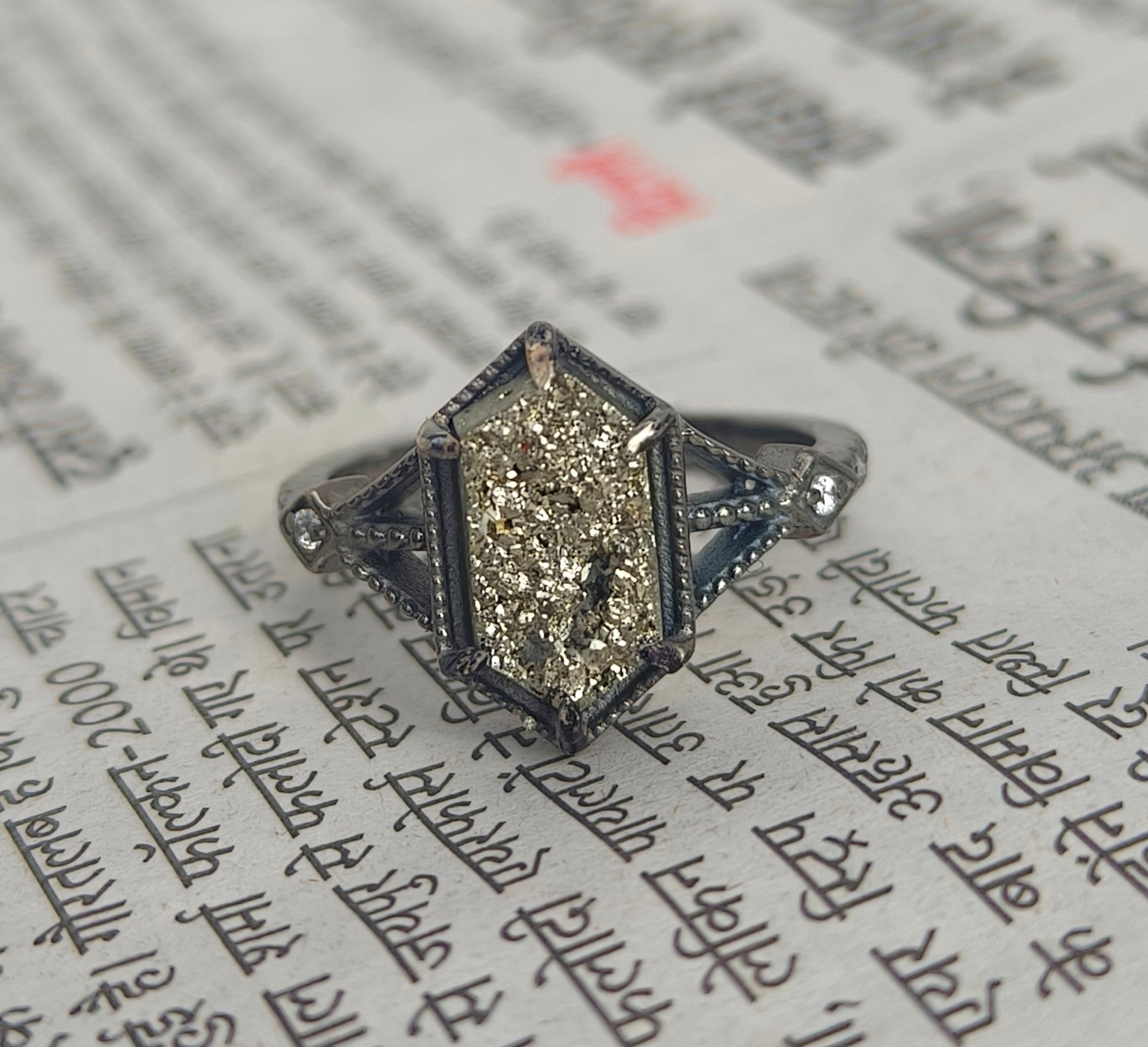 Raw Pyrite Gemstone Ring 925 Silver – SilverForestaa - SILVERFORESTAA