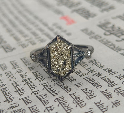 Raw Pyrite Gemstone Ring 925 Silver – SilverForestaa - SILVERFORESTAA