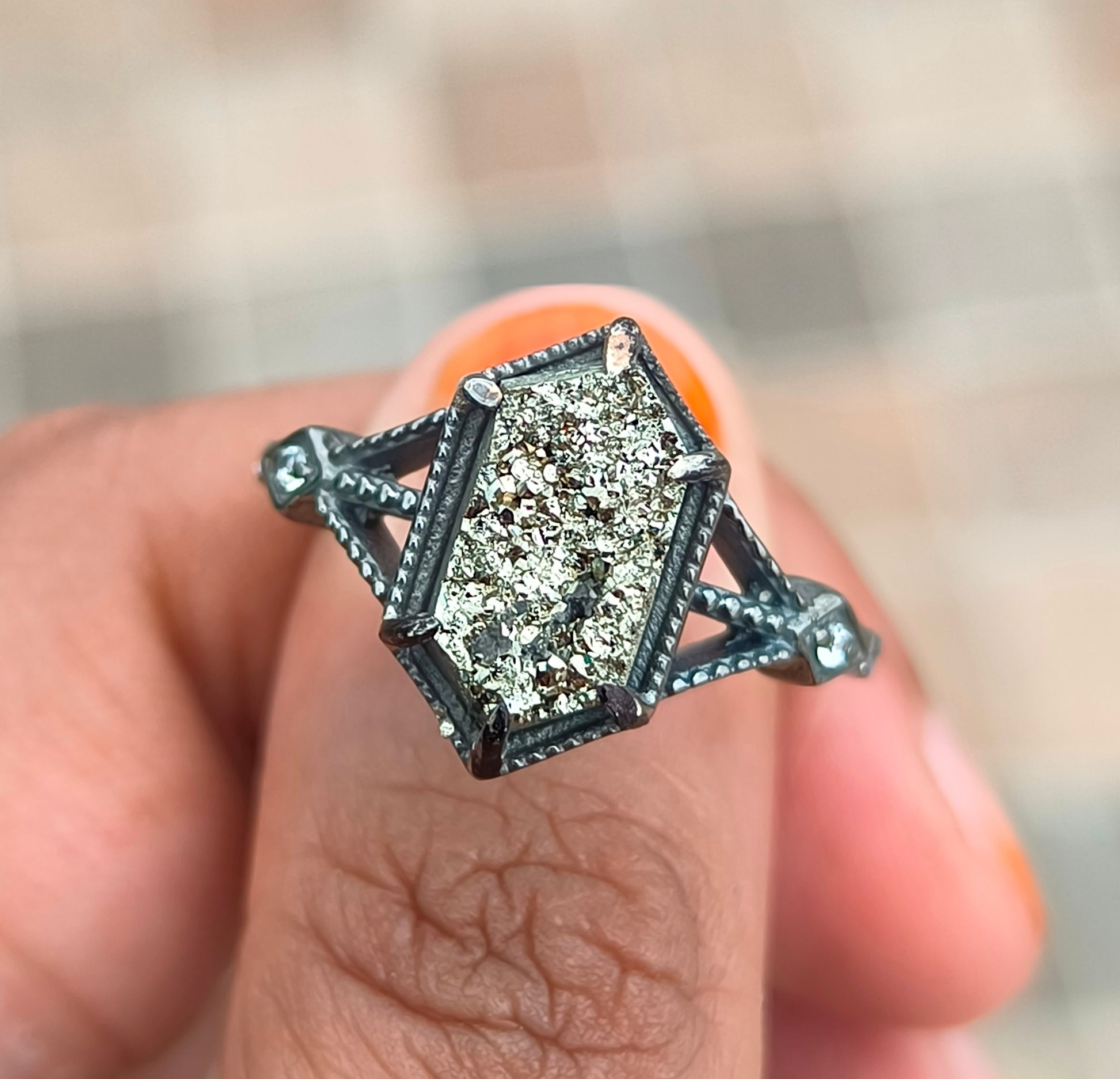 Raw Pyrite Gemstone Ring 925 Silver – SilverForestaa - SILVERFORESTAA