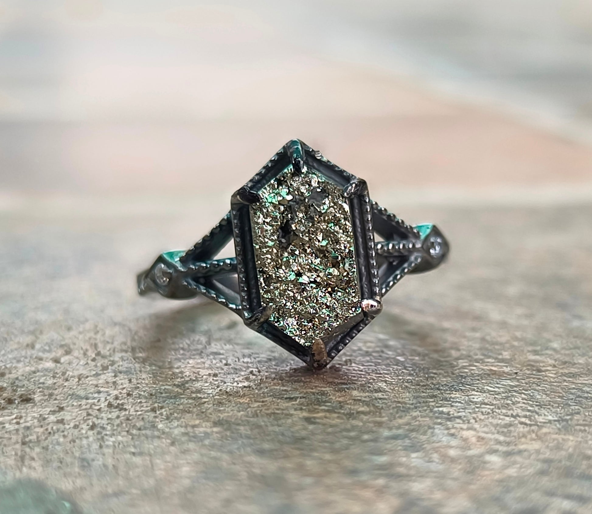 Raw Pyrite Gemstone Ring 925 Silver – SilverForestaa - SILVERFORESTAA