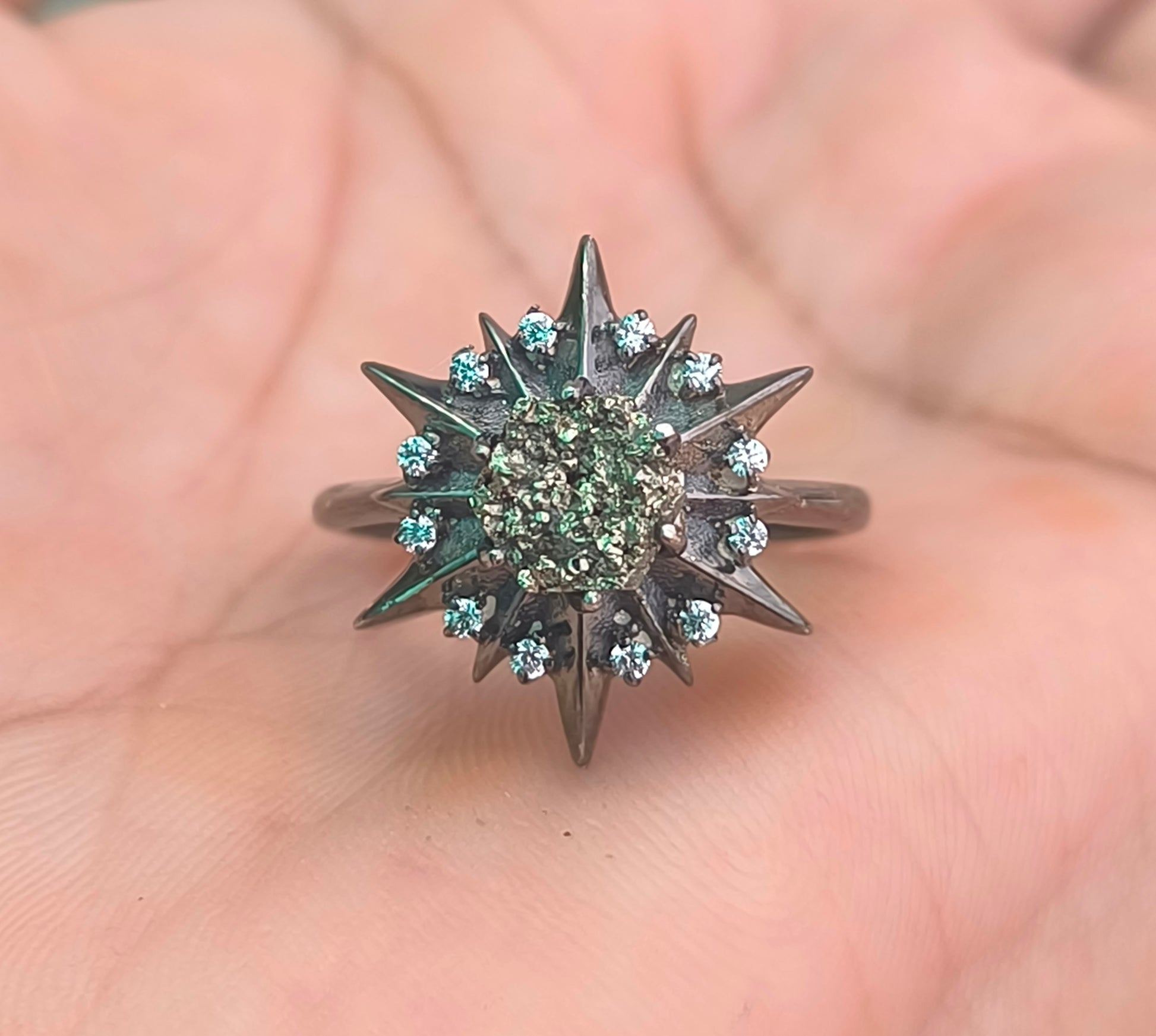 925 Sterling Silver Raw Pyrite Minimalist Ring | SilverForestaa - SILVERFORESTAA