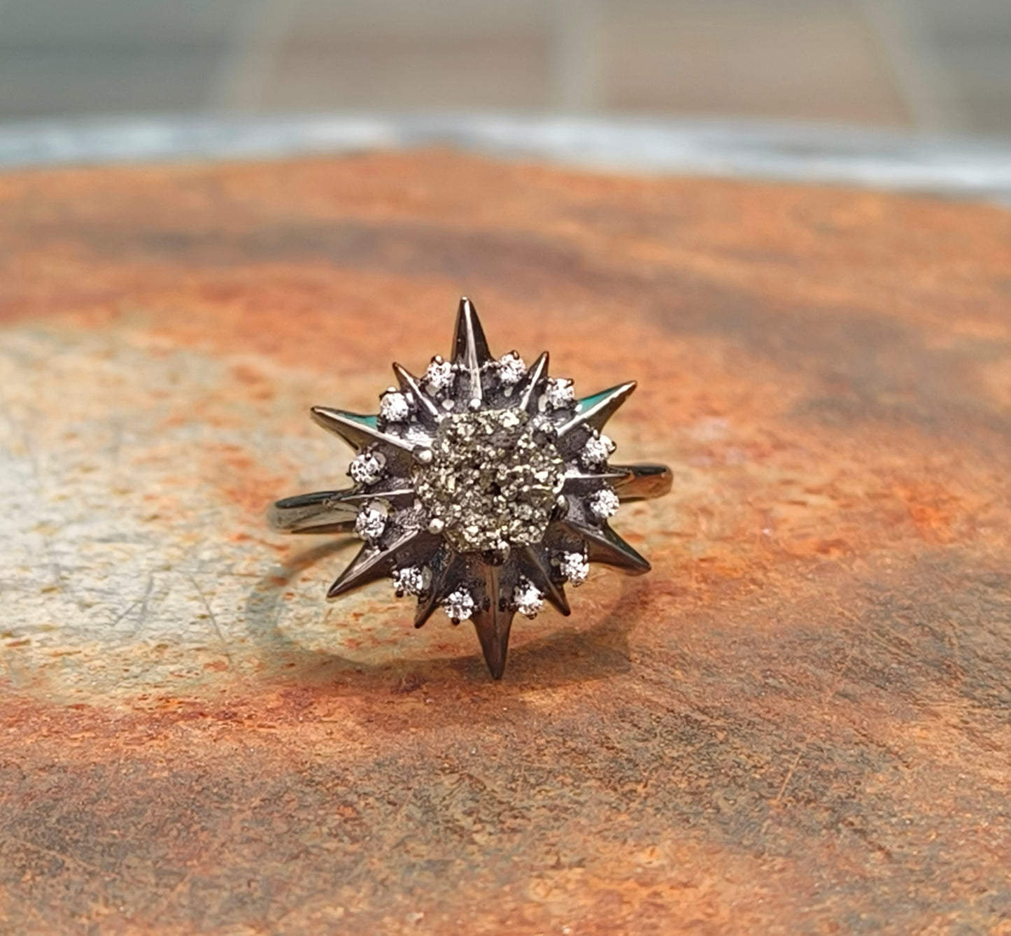 925 Sterling Silver Raw Pyrite Minimalist Ring | SilverForestaa - SILVERFORESTAA