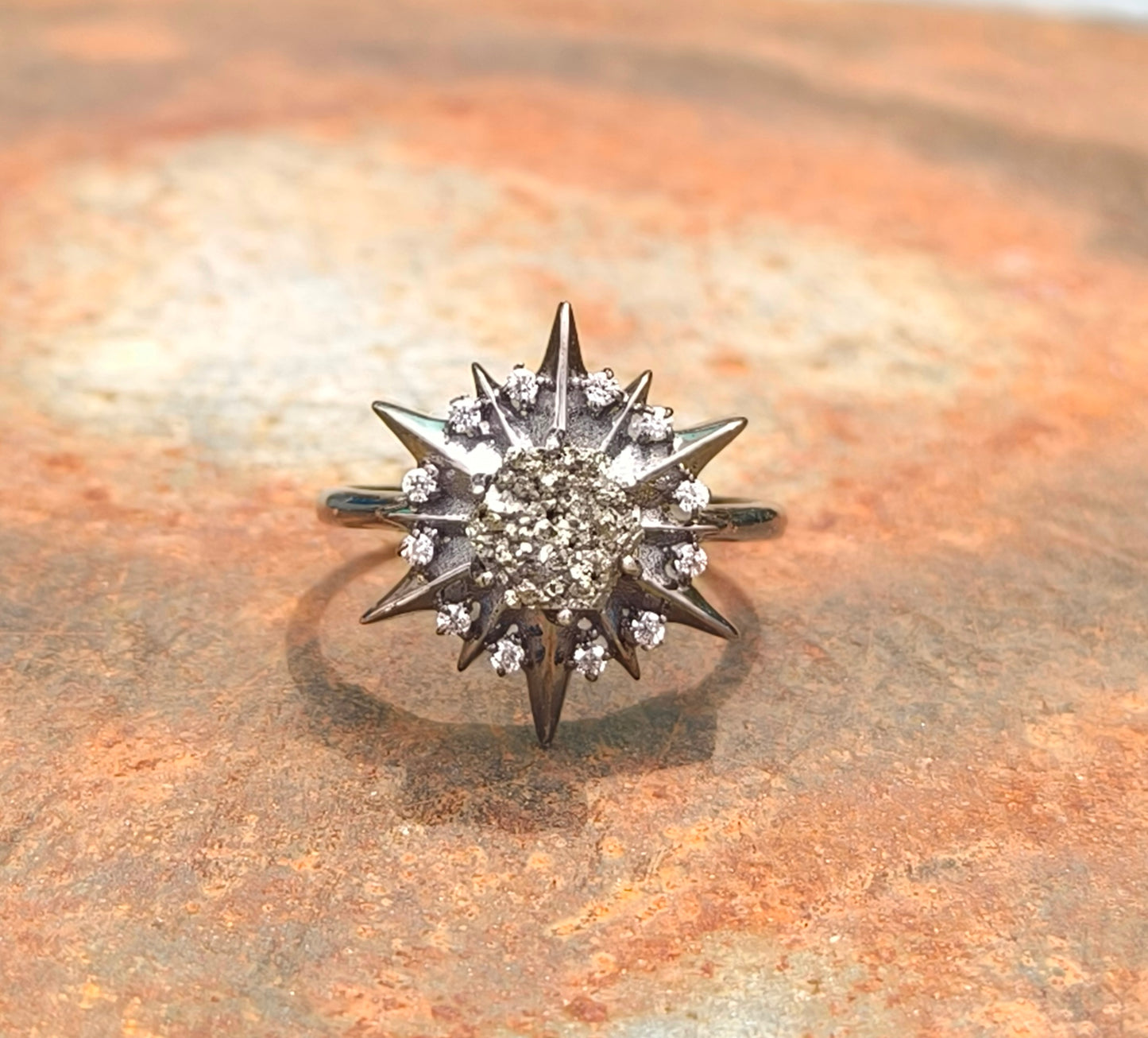 925 Sterling Silver Raw Pyrite Minimalist Ring | SilverForestaa - SILVERFORESTAA