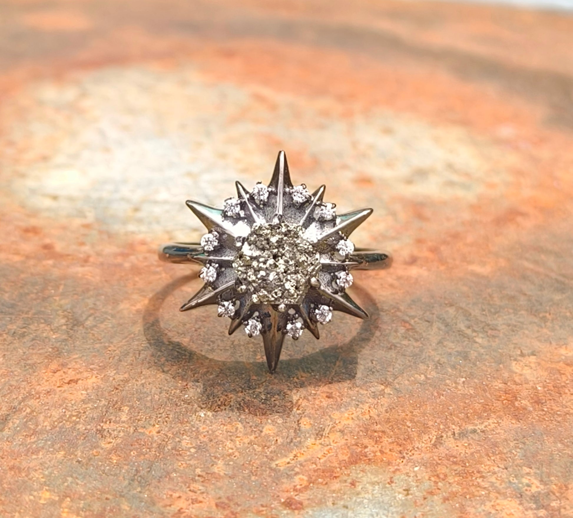 925 Sterling Silver Raw Pyrite Minimalist Ring | SilverForestaa - SILVERFORESTAA