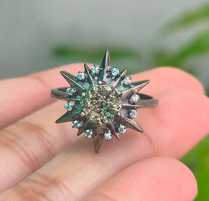 925 Sterling Silver Raw Pyrite Minimalist Ring | SilverForestaa - SILVERFORESTAA