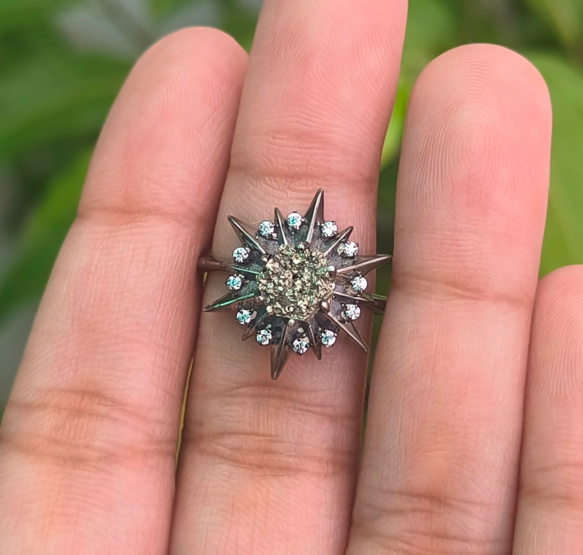 925 Sterling Silver Raw Pyrite Minimalist Ring | SilverForestaa - SILVERFORESTAA