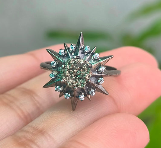 925 Sterling Silver Raw Pyrite Minimalist Ring | SilverForestaa - SILVERFORESTAA