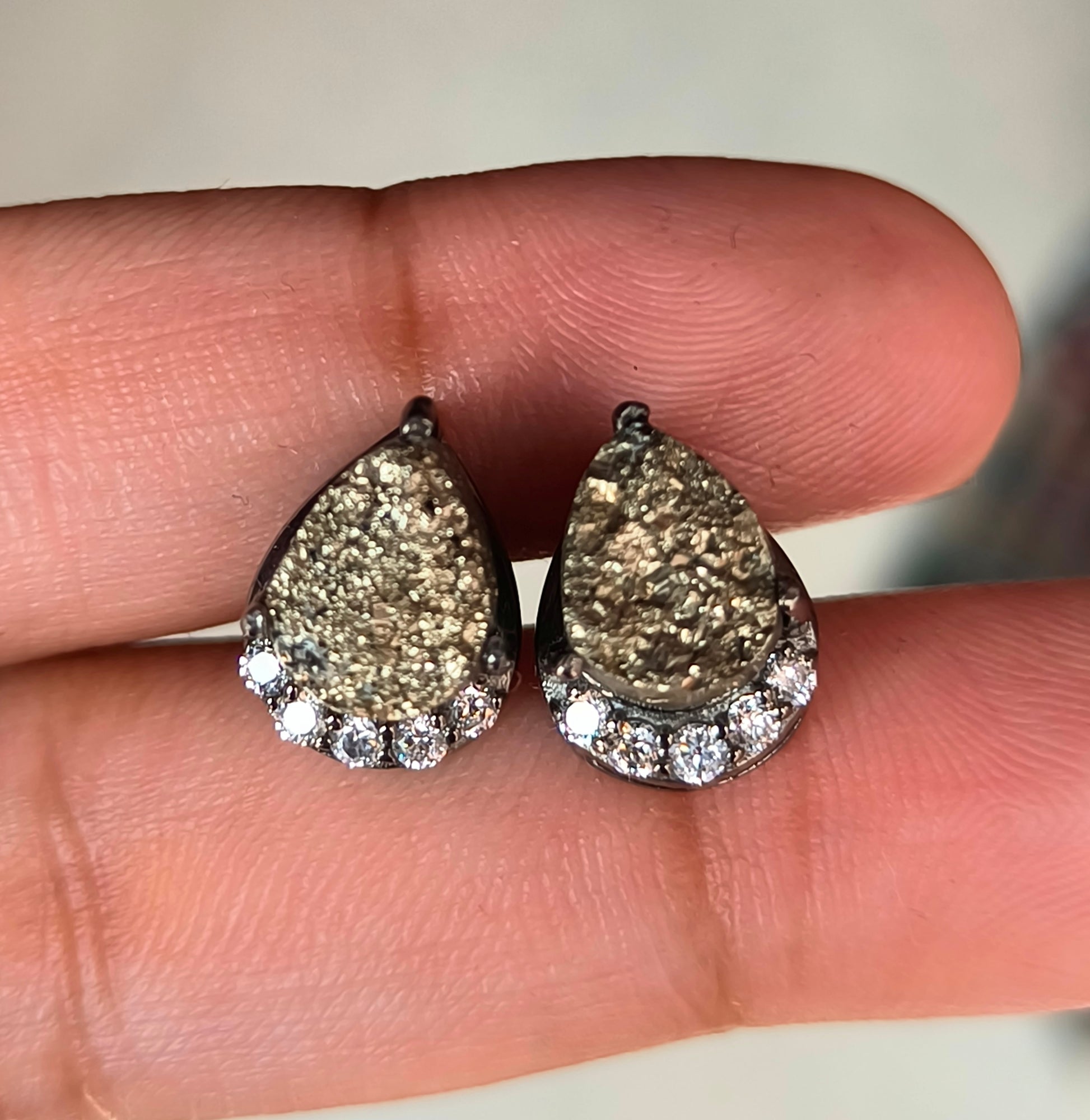 925 Sterling Silver Raw Pyrite Stud Earrings | SilverForestaa - SILVERFORESTAA