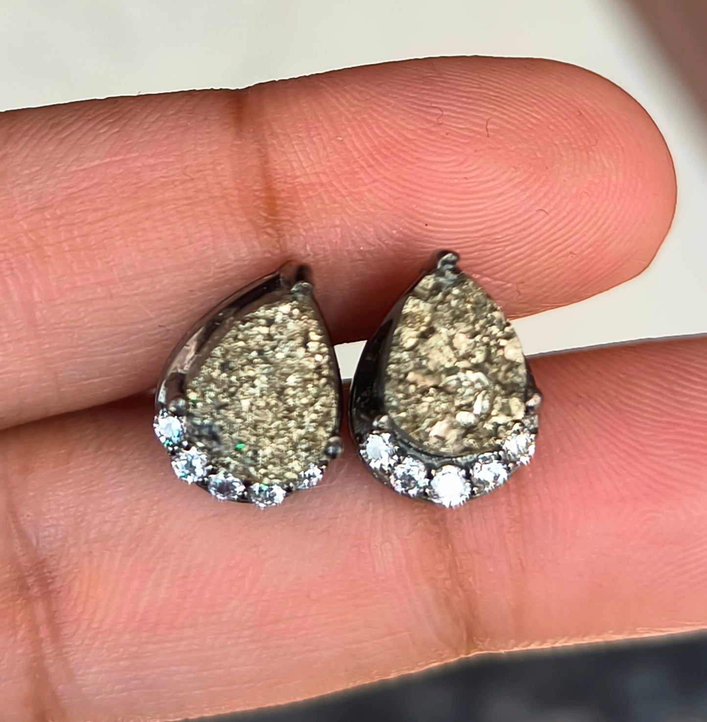 925 Sterling Silver Raw Pyrite Stud Earrings | SilverForestaa - SILVERFORESTAA