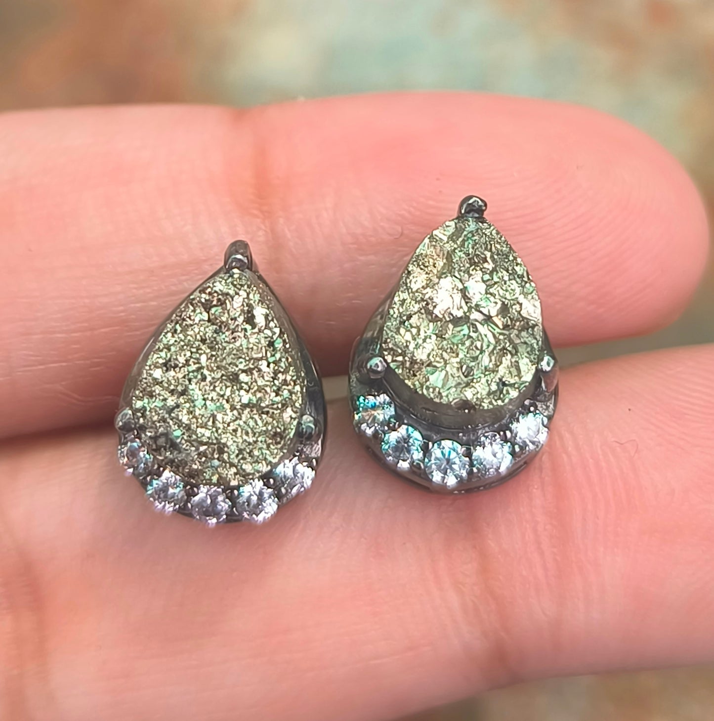 925 Sterling Silver Raw Pyrite Stud Earrings | SilverForestaa - SILVERFORESTAA