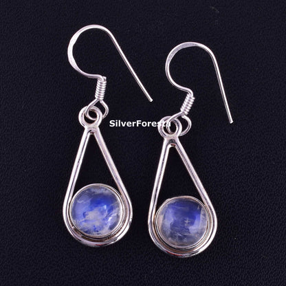 925 Silver Earring Rainbow Moonstone Earring - SilverForestaa
