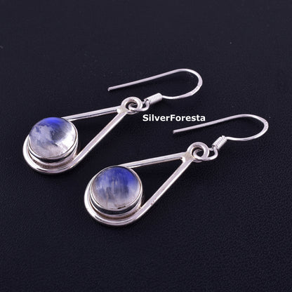 925 Silver Earring Rainbow Moonstone Earring - SilverForestaa