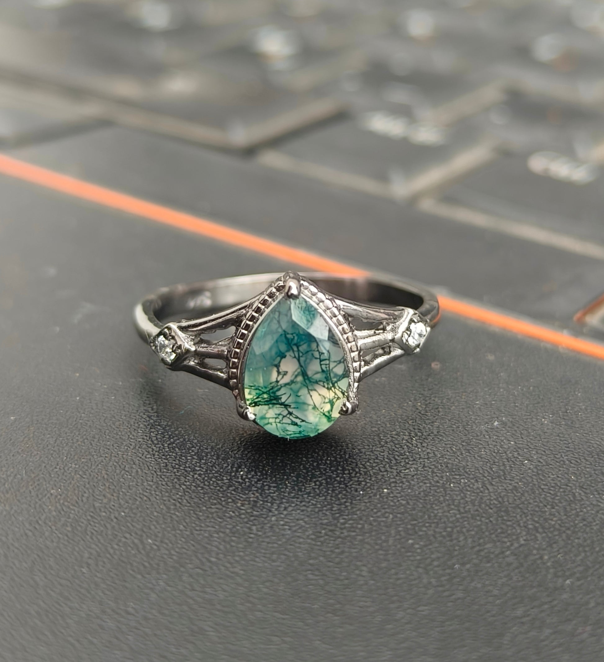 Moss Agate Engagement Ring 925 Silver | SilverForestaa - SILVERFORESTAA