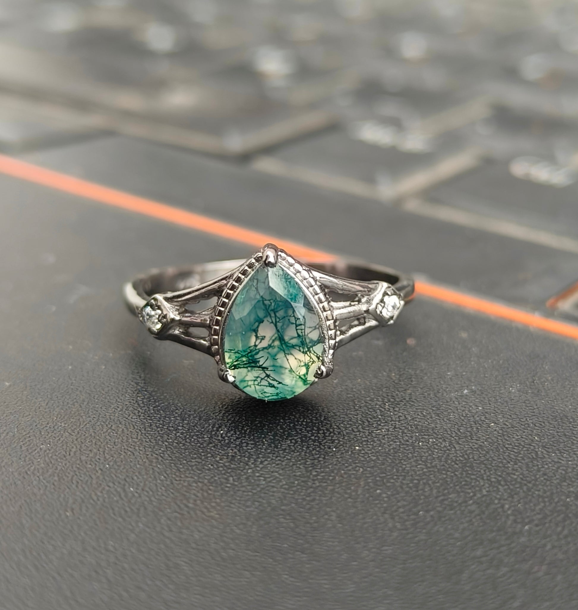 Moss Agate Engagement Ring 925 Silver | SilverForestaa - SILVERFORESTAA