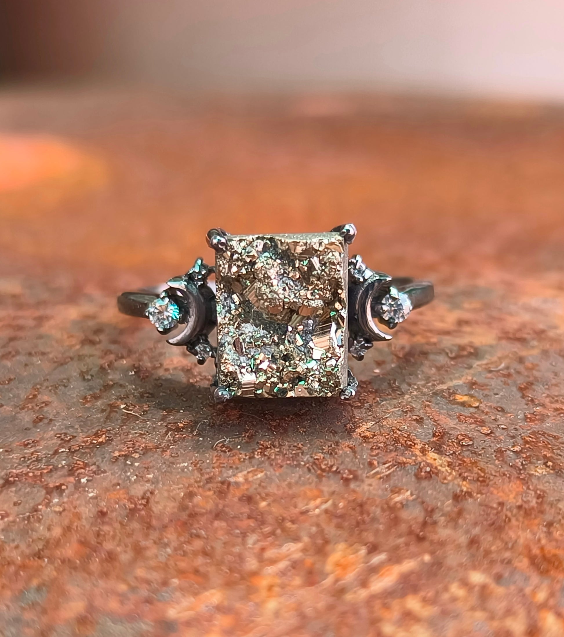 Raw Rough Pyrite Engagement Ring – 925 Sterling Silver | Silverforestaa - SILVERFORESTAA