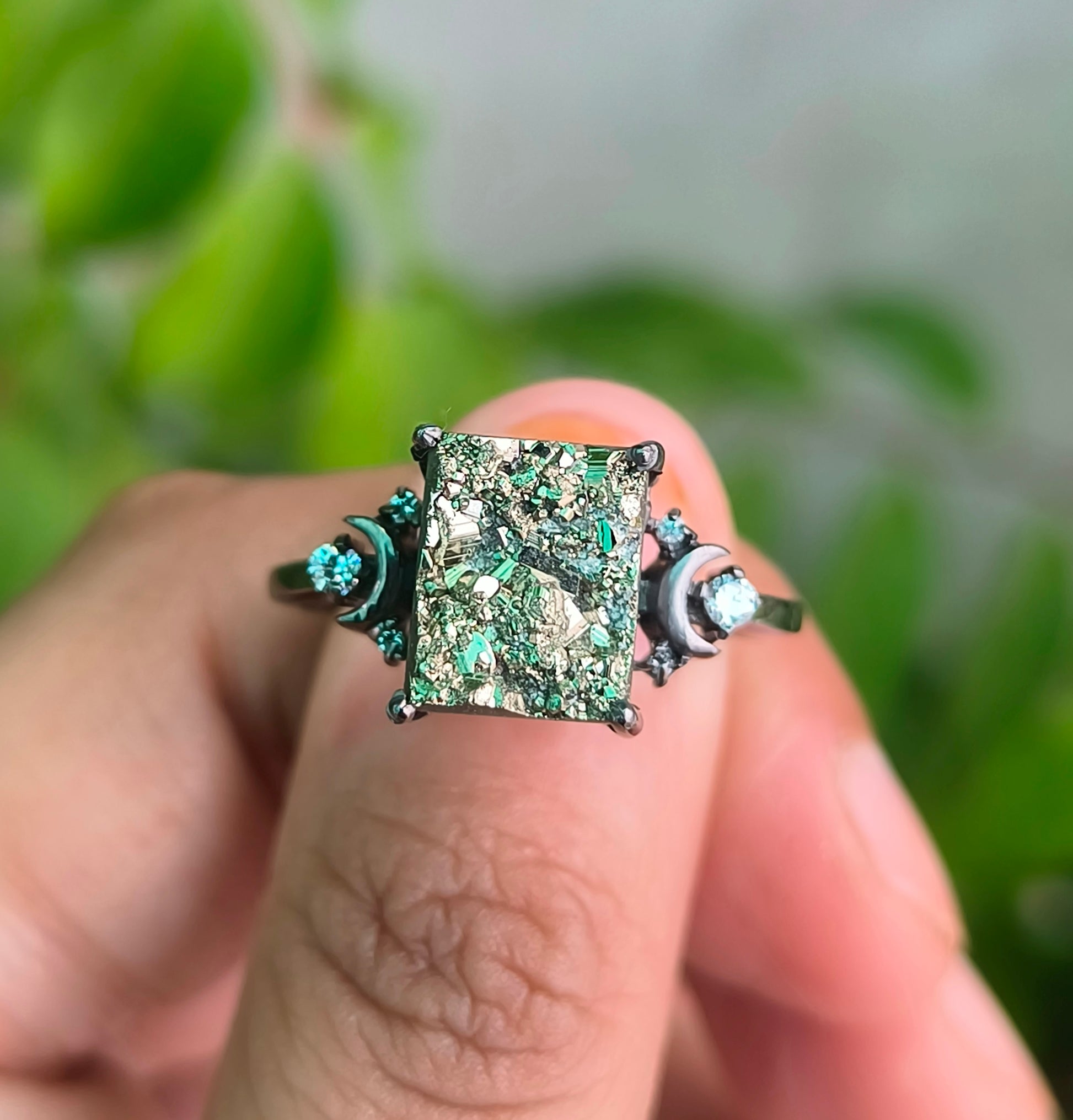 Raw Rough Pyrite Engagement Ring – 925 Sterling Silver | Silverforestaa - SILVERFORESTAA