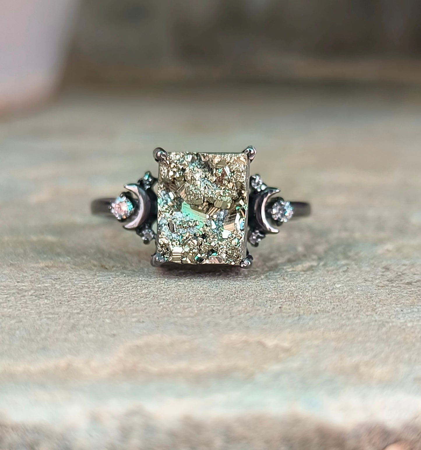 Raw Rough Pyrite Engagement Ring – 925 Sterling Silver | Silverforestaa - SILVERFORESTAA